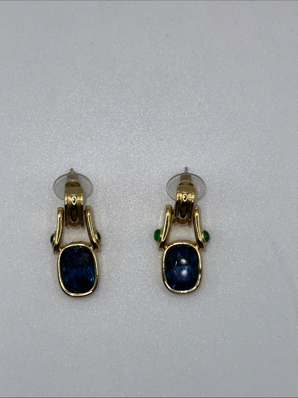Fashion Jewelry Gold-Tone Earrings with Blue and Green Stones